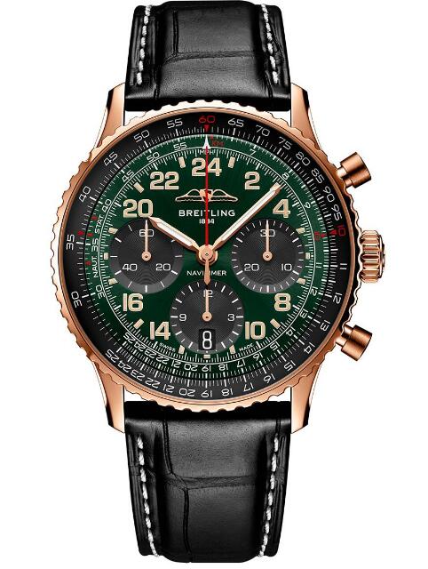 Breitling Navitimer B12 Chronograph 41 Cosmonaute Red Gold Men Replica Watch RB12302A1L1P1